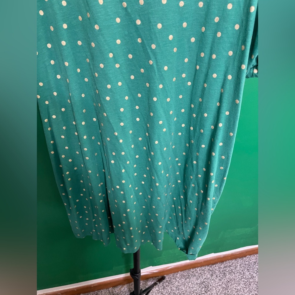 Boden NWOT Zoe Jersey Puff sleeve Tee Dress 16/18R in Emerald Green Polka Dot - Picture 5 of 11